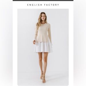 Anthropologie English Factory Beige Poplin Combo Knit Dress